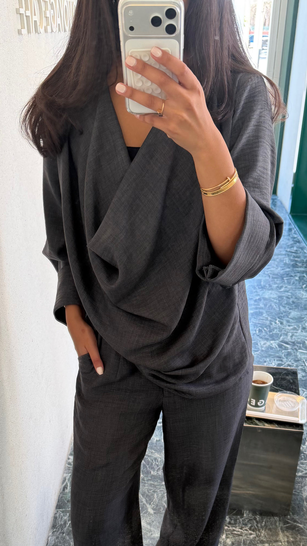Grey Summer Linen Two-Piece Set