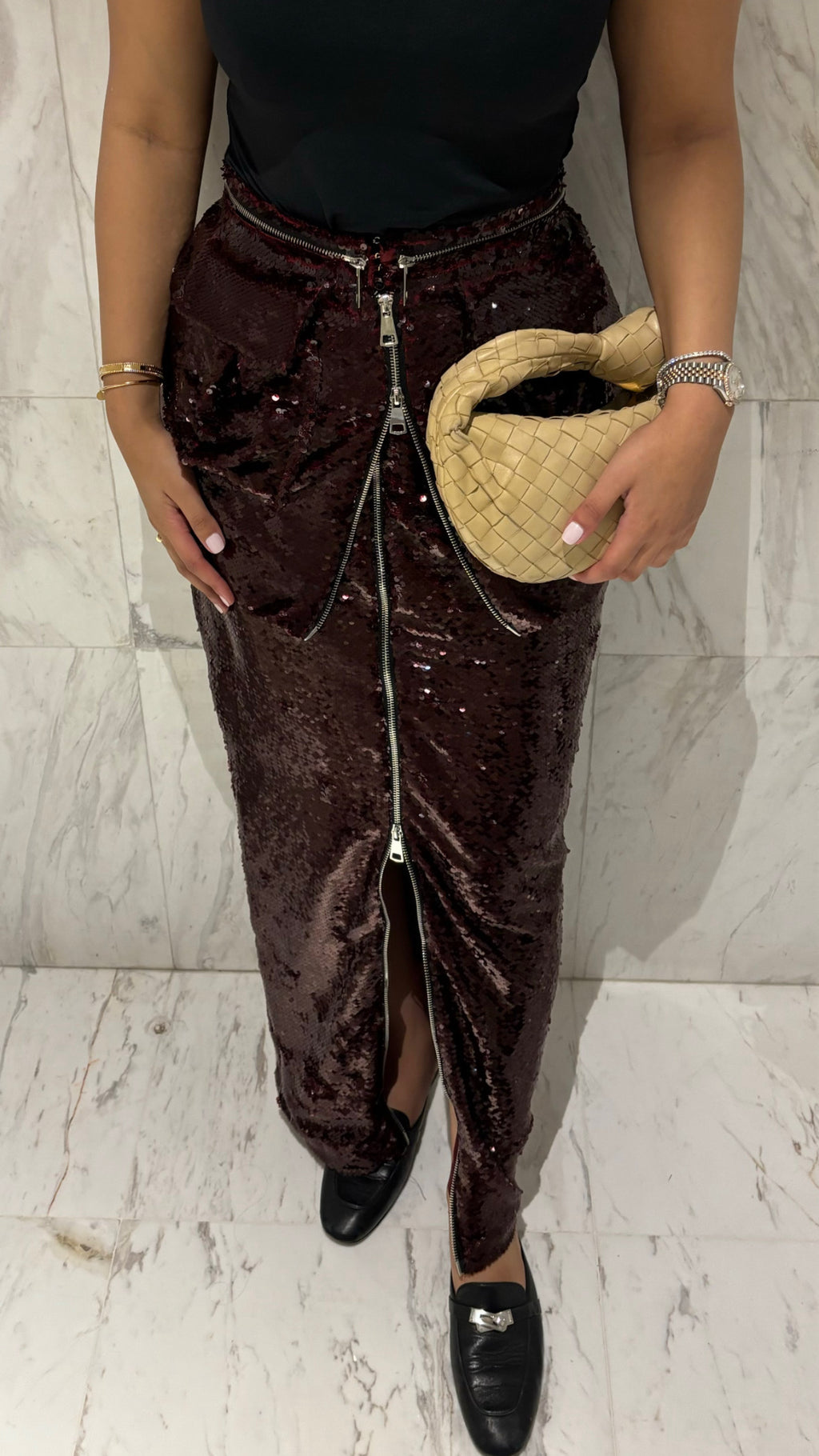 Burgundy Sequin Skirt