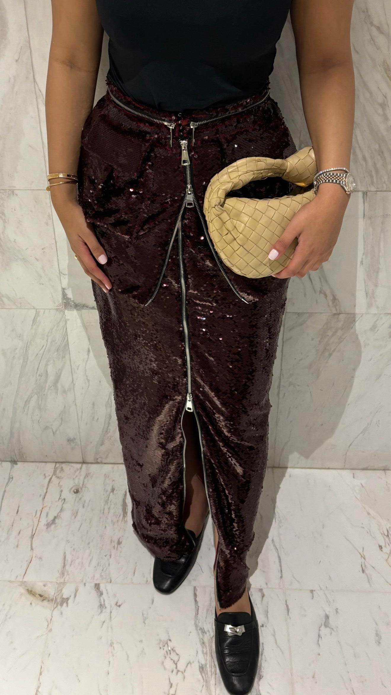 Burgundy Sequin Skirt