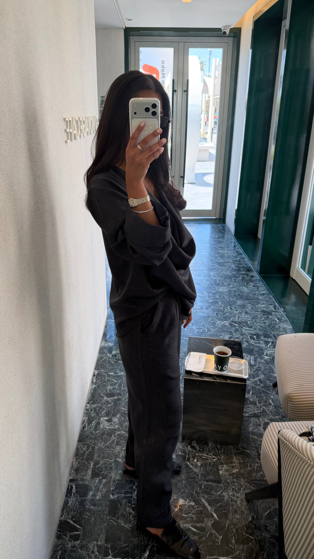 Grey Summer Linen Two-Piece Set