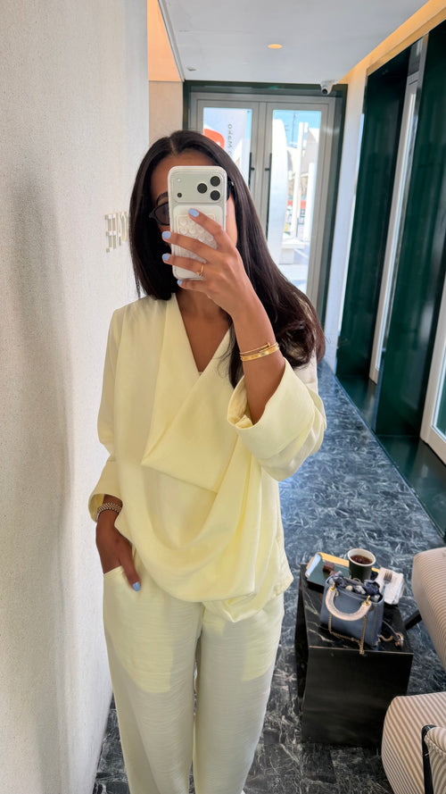 Butter Yellow Summer Linen Two-Piece Set