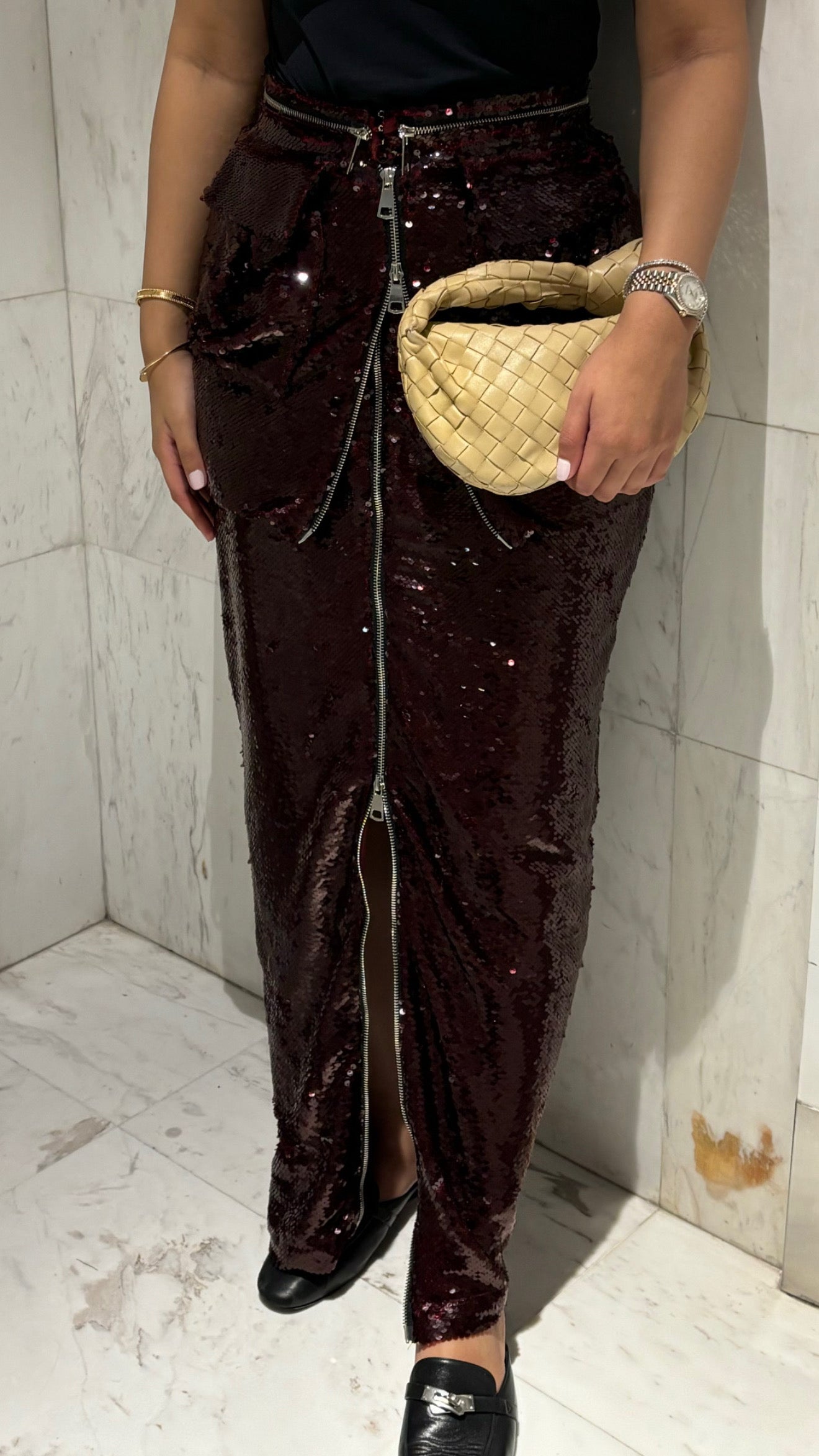 Burgundy Sequin Skirt