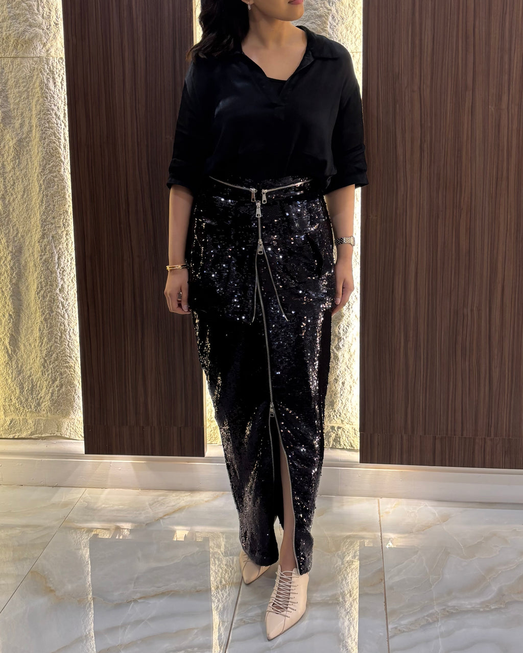 Black Sequin Skirt